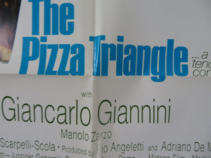 THE PIZZA TRIANGLE FOLDED US ONE SHEET POSTER MARCELLO MASTROIANNI M. VITTI 1970 Rendezvous Cinema Movie posters