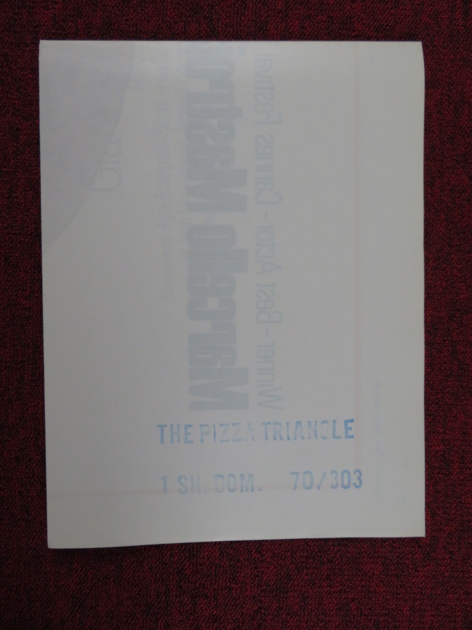 THE PIZZA TRIANGLE FOLDED US ONE SHEET POSTER MARCELLO MASTROIANNI M. VITTI 1970 Rendezvous Cinema Movie posters