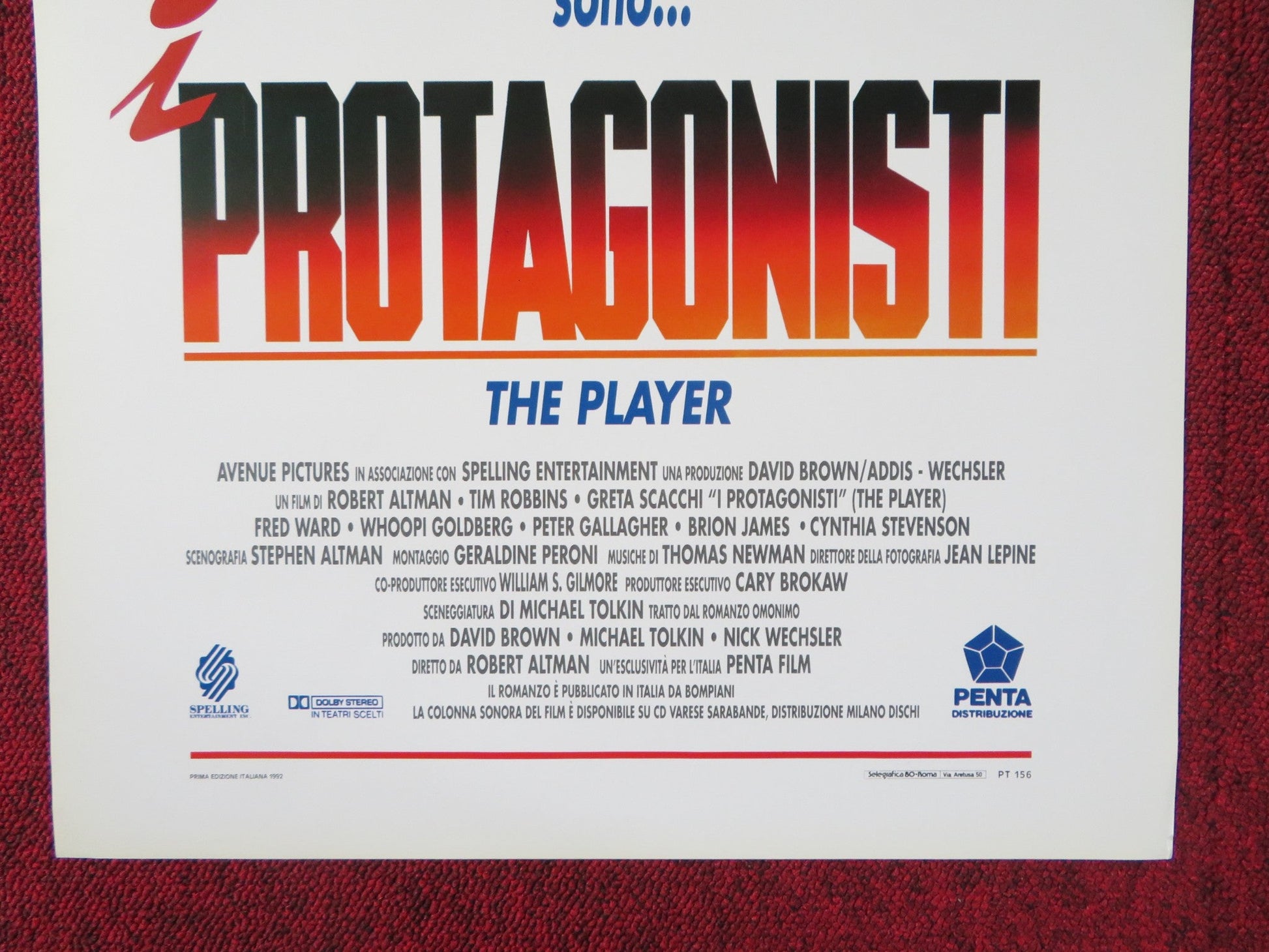THE PLAYER ITALIAN LOCANDINA POSTER TIM ROBBINS GRETA SCACCHI 1992 Rendezvous Cinema Movie posters