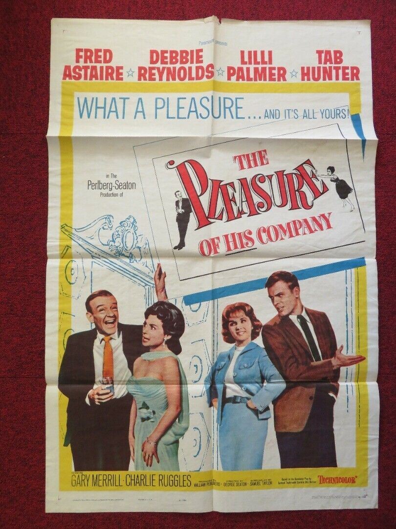 THE PLEASURE OF HIS COMPANY FOLDED US ONE SHEET POSTER FRED ASTAIRE 1961 Movie posters