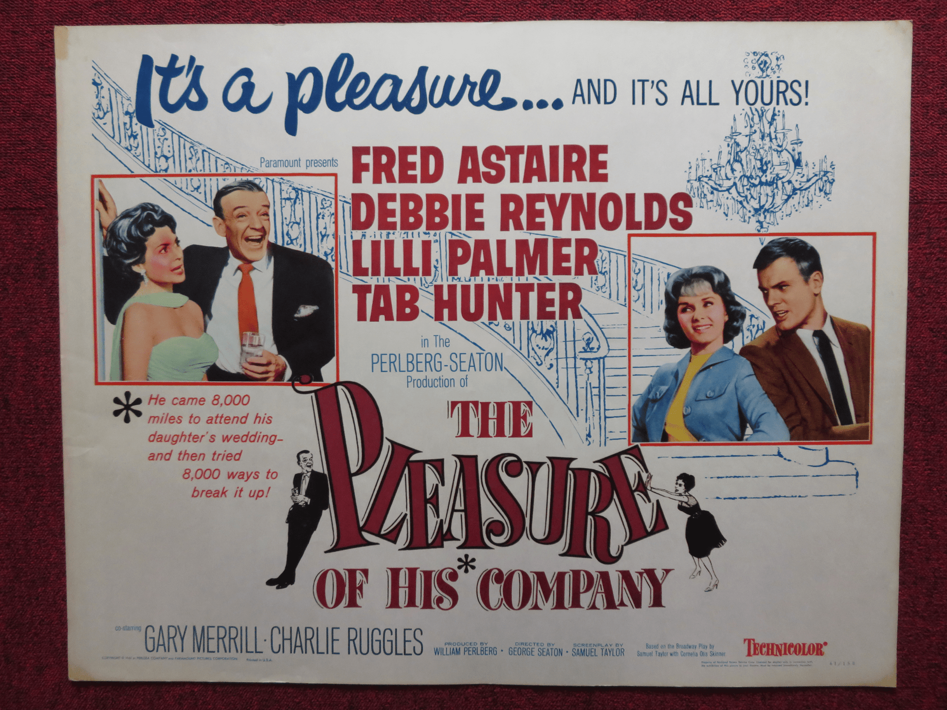 THE PLEASURE OF HIS COMPANY US HALF SHEET (22"x 28") POSTER FRED ASTAIRE 1961 Rendezvous Cinema Movie posters