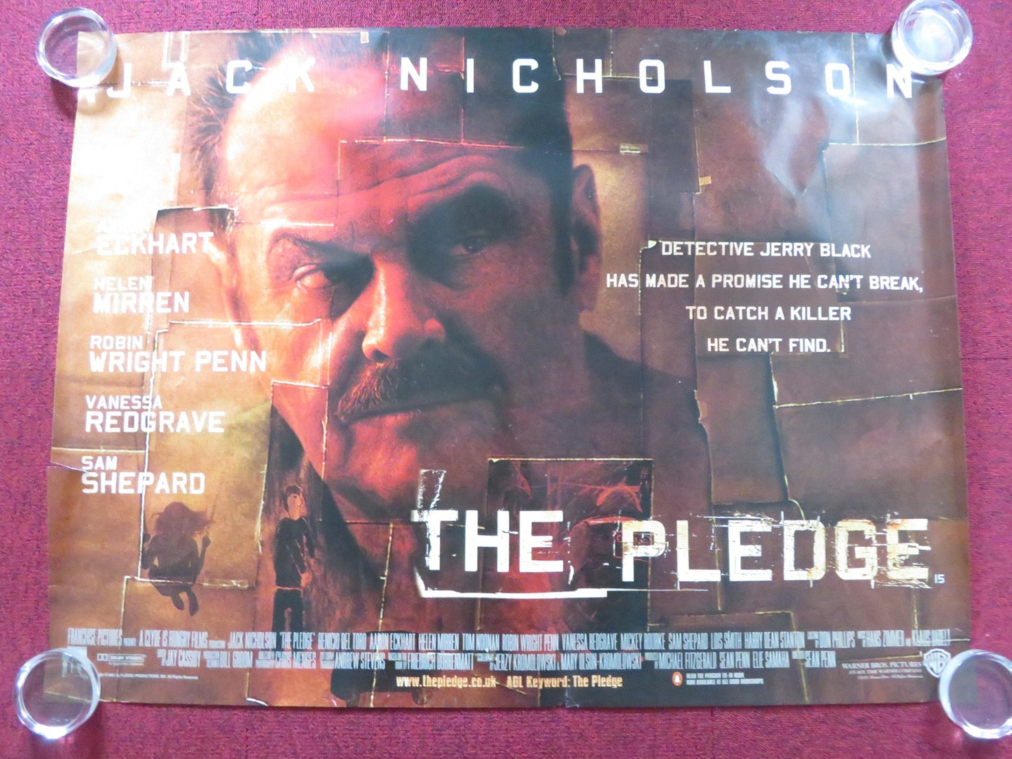 THE PLEDGE UK QUAD (30"x 40") ROLLED POSTER JACK NICHOLSON HELEN MIRREN 2001 Rendezvous Cinema Movie posters
