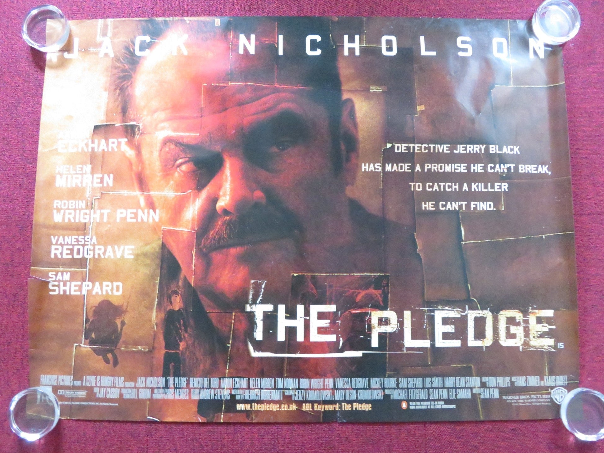 THE PLEDGE UK QUAD (30"x 40") ROLLED POSTER JACK NICHOLSON HELEN MIRREN 2001 Rendezvous Cinema Movie posters