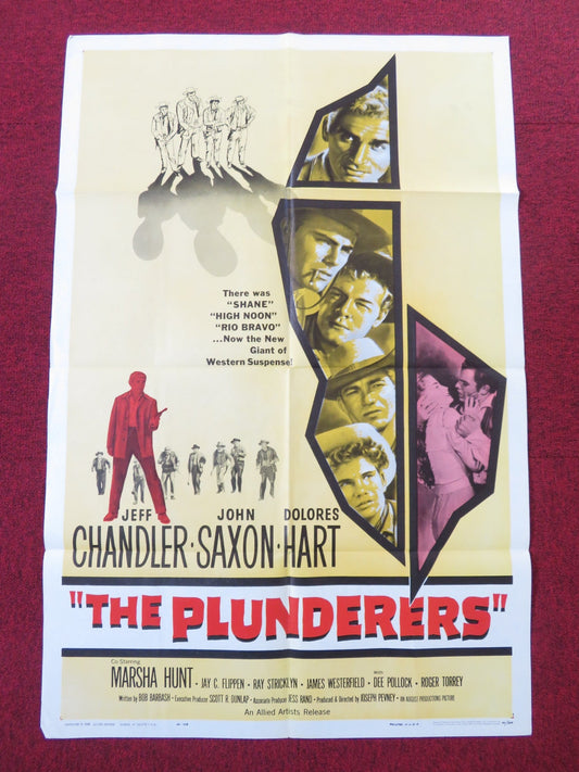 THE PLUNDERERS FOLDED US ONE SHEET POSTER JEFF CHANDLER JOHN SAXON 1960 Rendezvous Cinema Movie posters