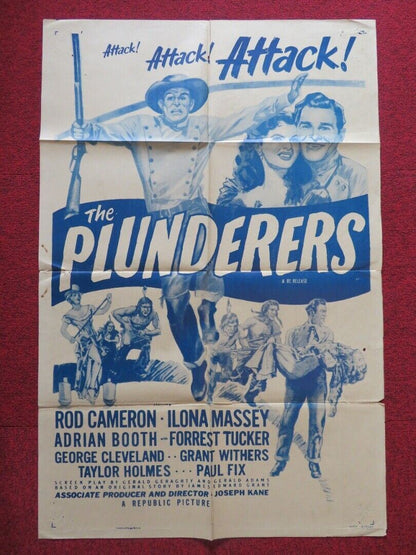 THE PLUNDERERS FOLDED US ONE SHEET POSTER ROD CAMERON ILONA MASSEY 1948 Movie posters