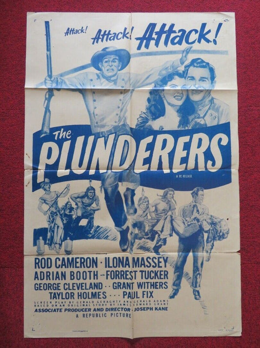 THE PLUNDERERS FOLDED US ONE SHEET POSTER ROD CAMERON ILONA MASSEY 1948 Movie posters