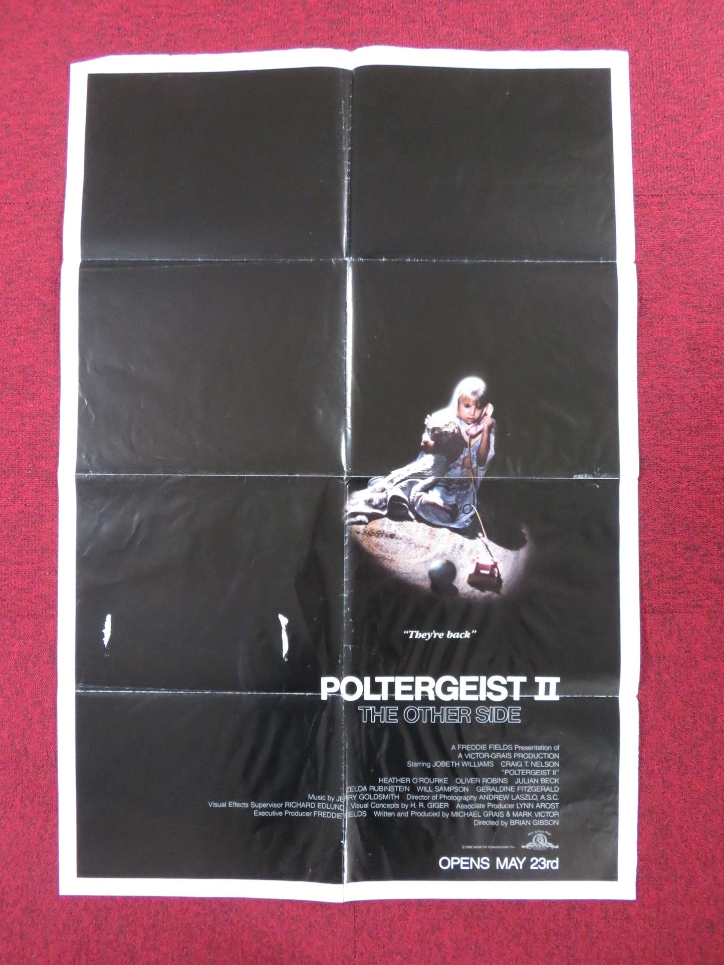 THE POLTERGEIST II: THE OTHER SIDE FOLDED US ONE SHEET POSTER J. WILLIAMS 1986 Rendezvous Cinema Movie posters