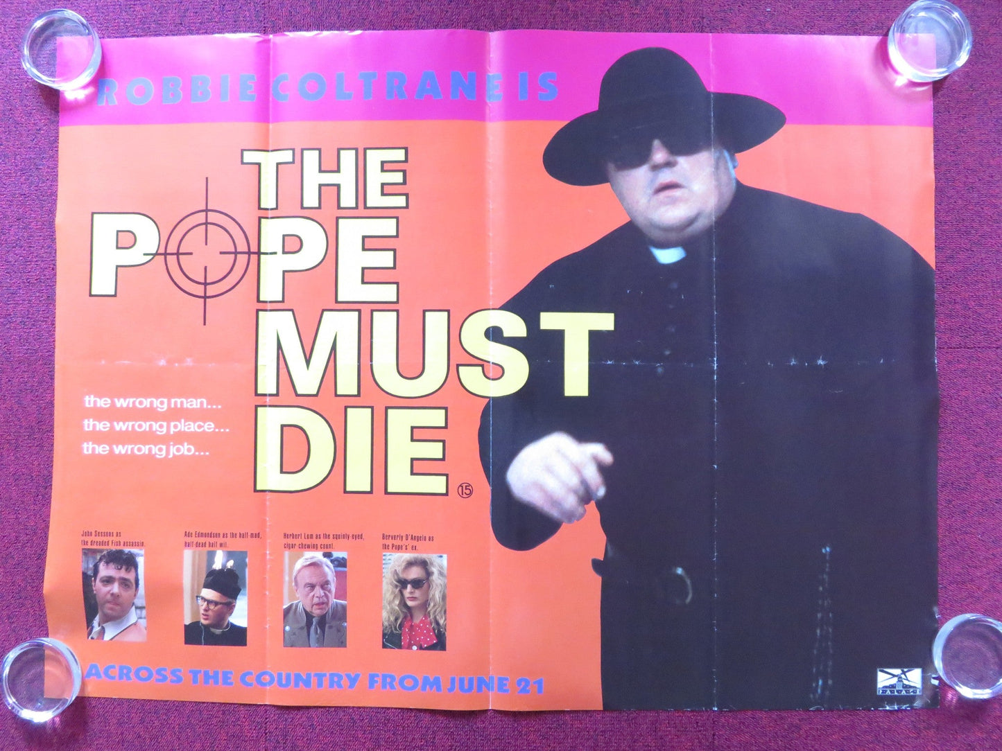 THE POPE MUST DIE UK QUAD (30"x 40") ROLLED POSTER ROBBIE COLTRANE 1991 Rendezvous Cinema Movie posters