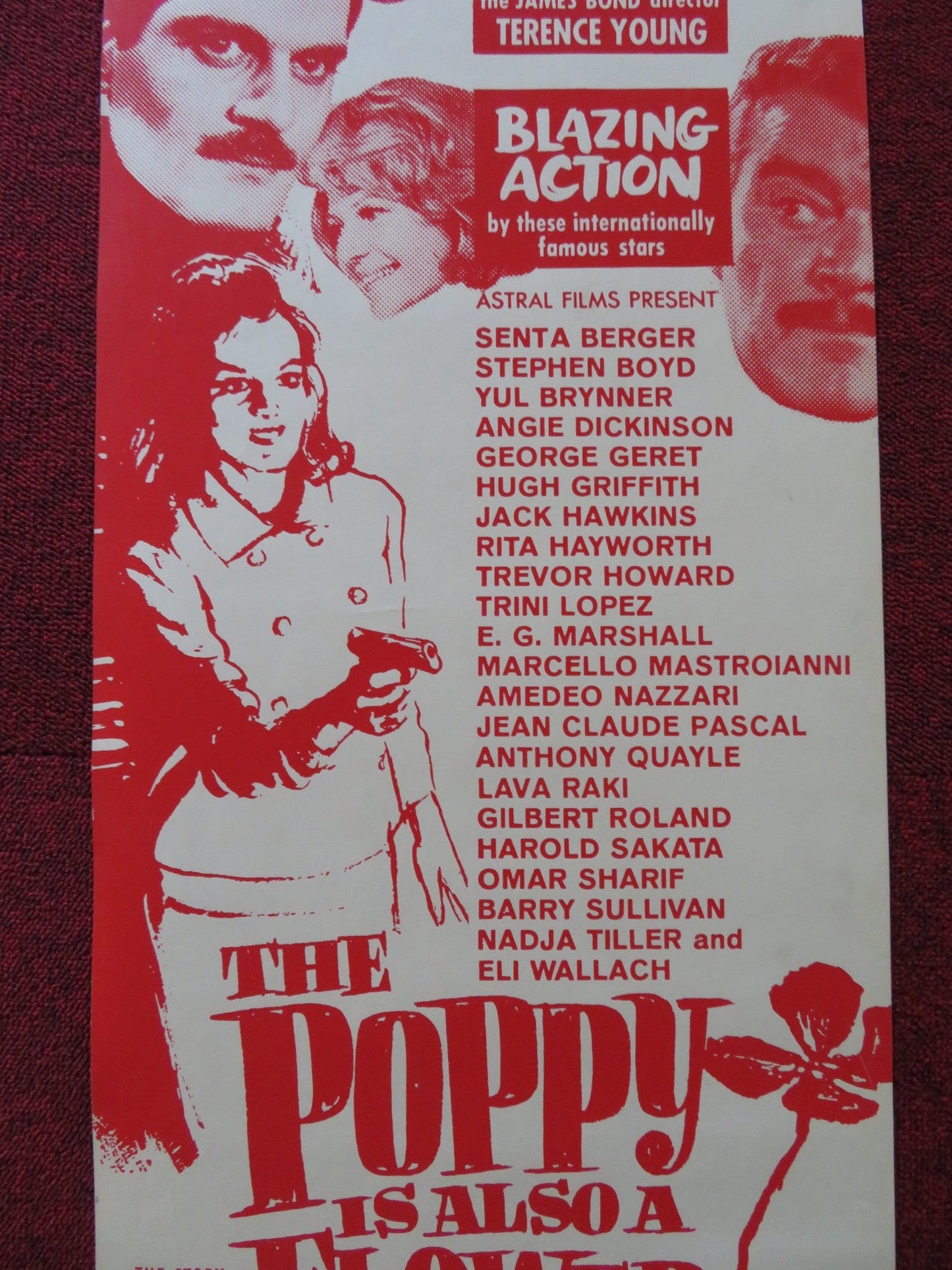 THE POPPY IS ALSO A FLOWER US INSERT (14"x 36") POSTER SENTA BERGER 1966 Rendezvous Cinema Movie posters