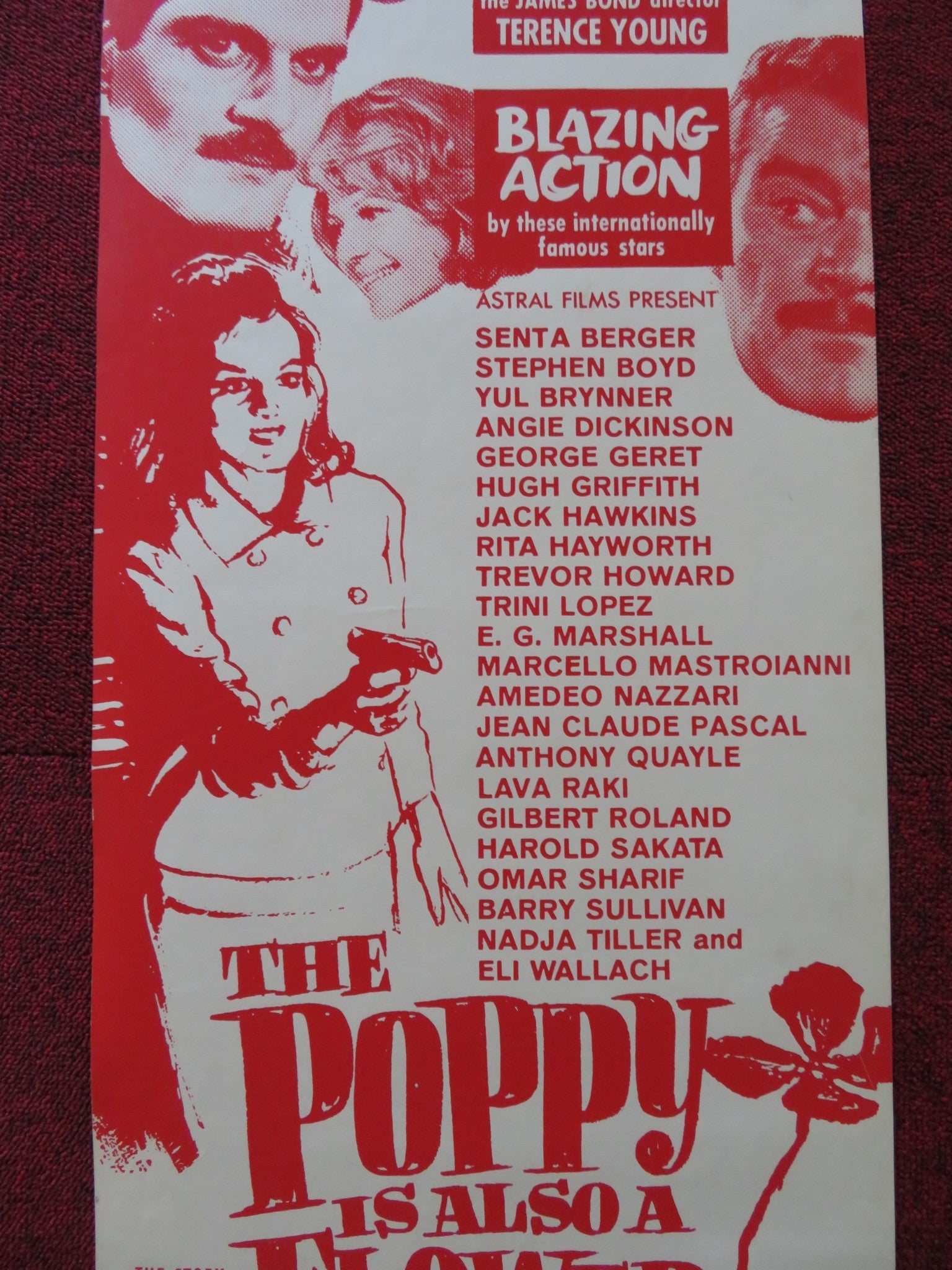 THE POPPY IS ALSO A FLOWER US INSERT (14"x 36") POSTER SENTA BERGER 1966 Rendezvous Cinema Movie posters