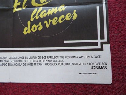 THE POSTMAN ALWAYS RINGS TWICE FOLDED ARGENTINA ONE SHEET POSTER JACK NICHOLSON - Rendezvous Cinema