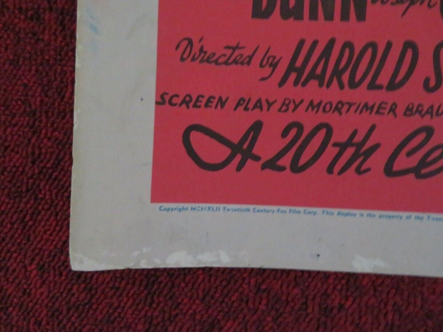 THE POSTMAN DIDN'T RING US HALF SHEET (22"x 28") POSTER RICHARD TRAVIS 1942 Movie posters