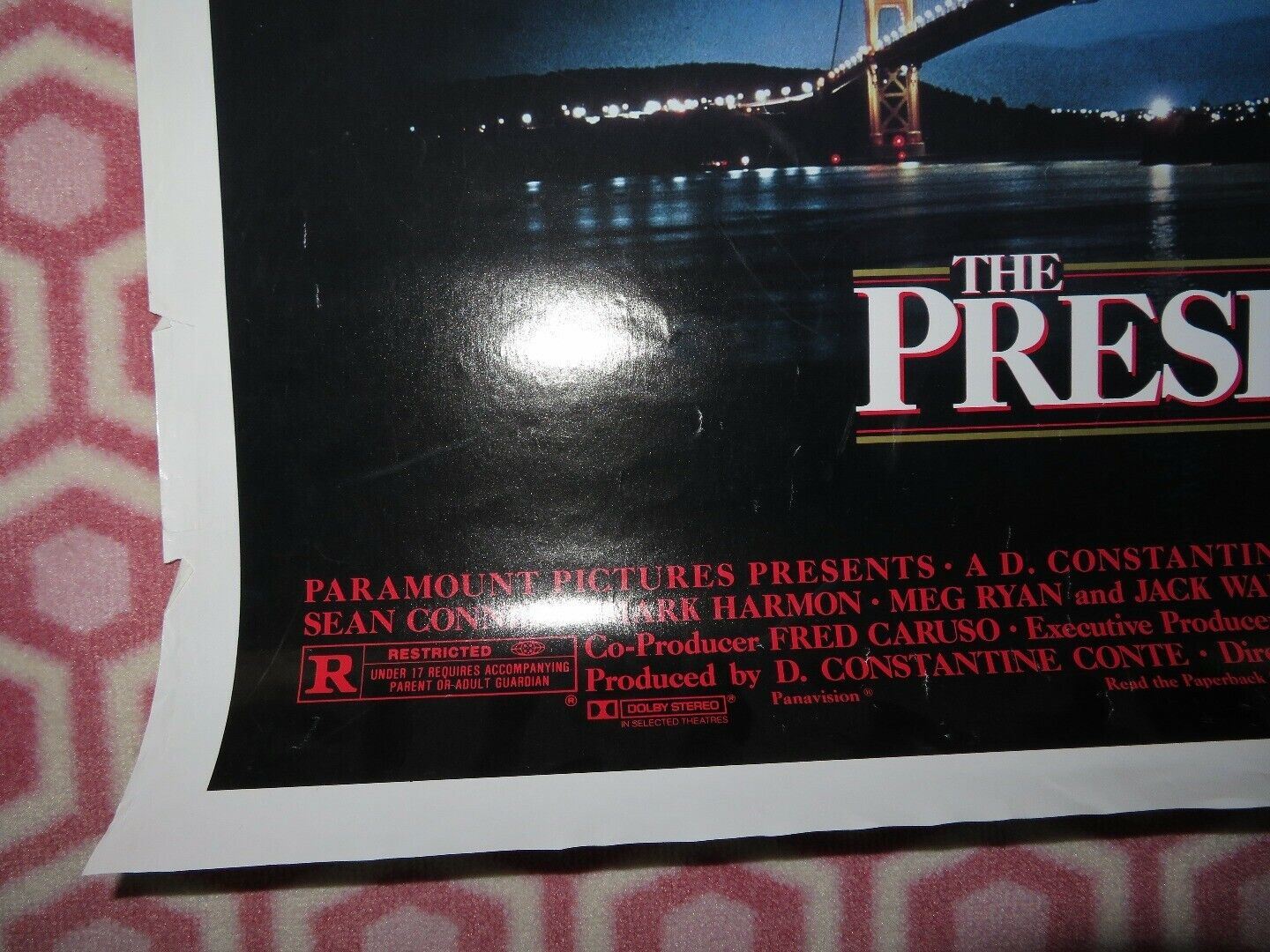 THE PRESIDIO US ONE SHEET ROLLED POSTER SEAN CONNERY MARK HARMON 1988 Movie posters