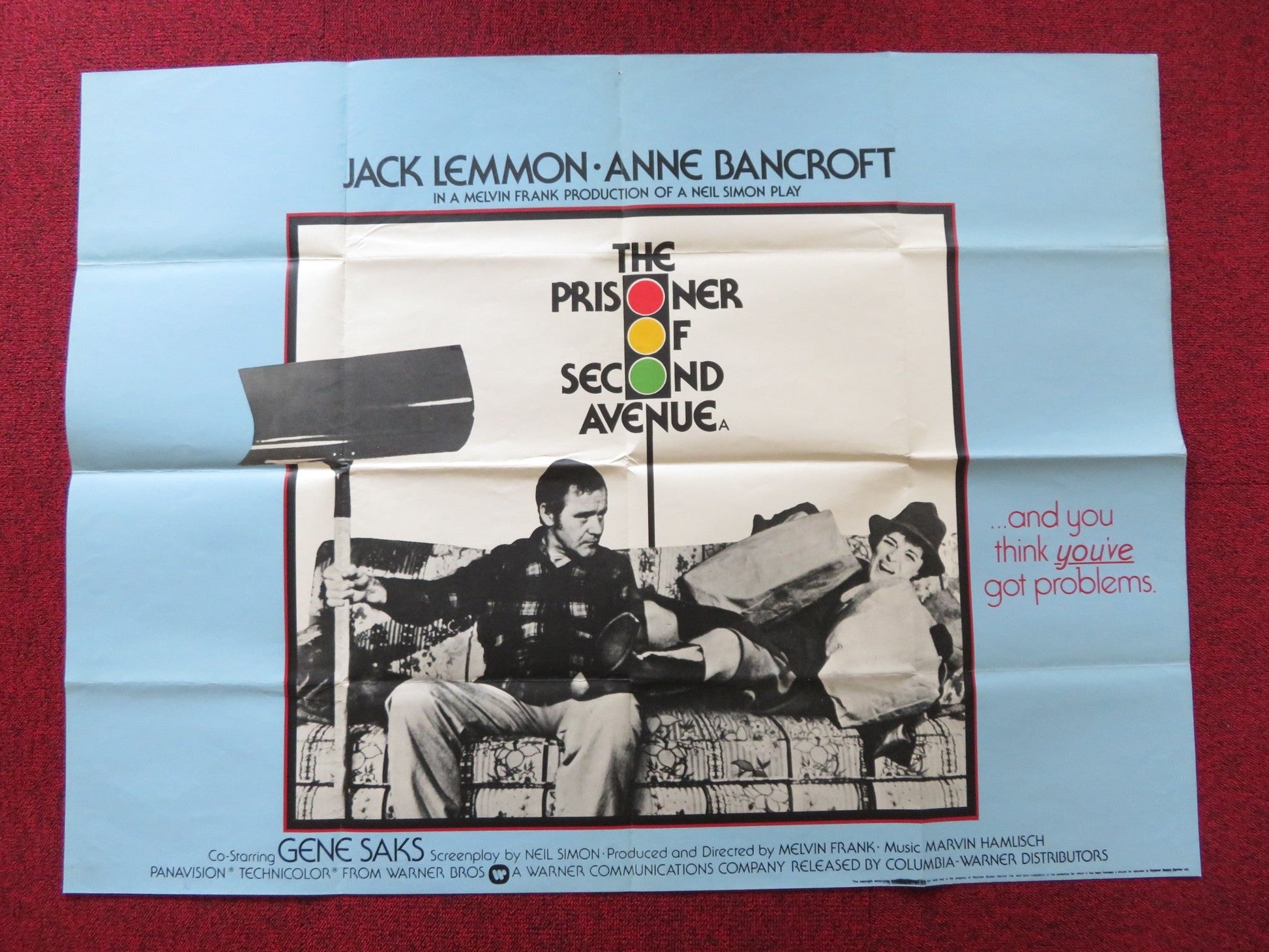 THE PRISONER OF SECOND AVENUE UK QUAD POSTER FOLDED JACK LEMMON BANCROFT 1975 Rendezvous Cinema Movie posters