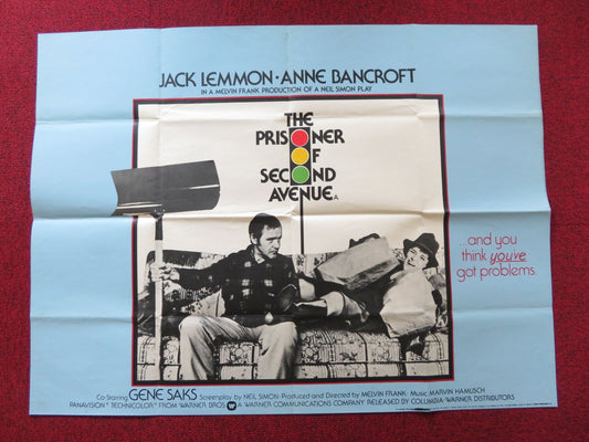 THE PRISONER OF SECOND AVENUE UK QUAD POSTER FOLDED JACK LEMMON BANCROFT 1975 Rendezvous Cinema Movie posters