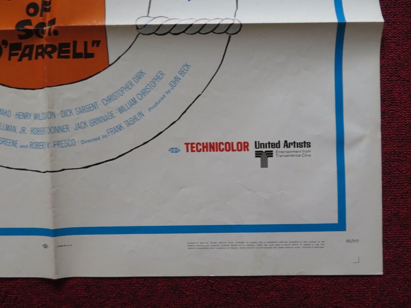 THE PRIVATE NAVY OF SGT.O'FARRELL FOLDED US ONE SHEET POSTER BOB HOPE 1968 Movie posters