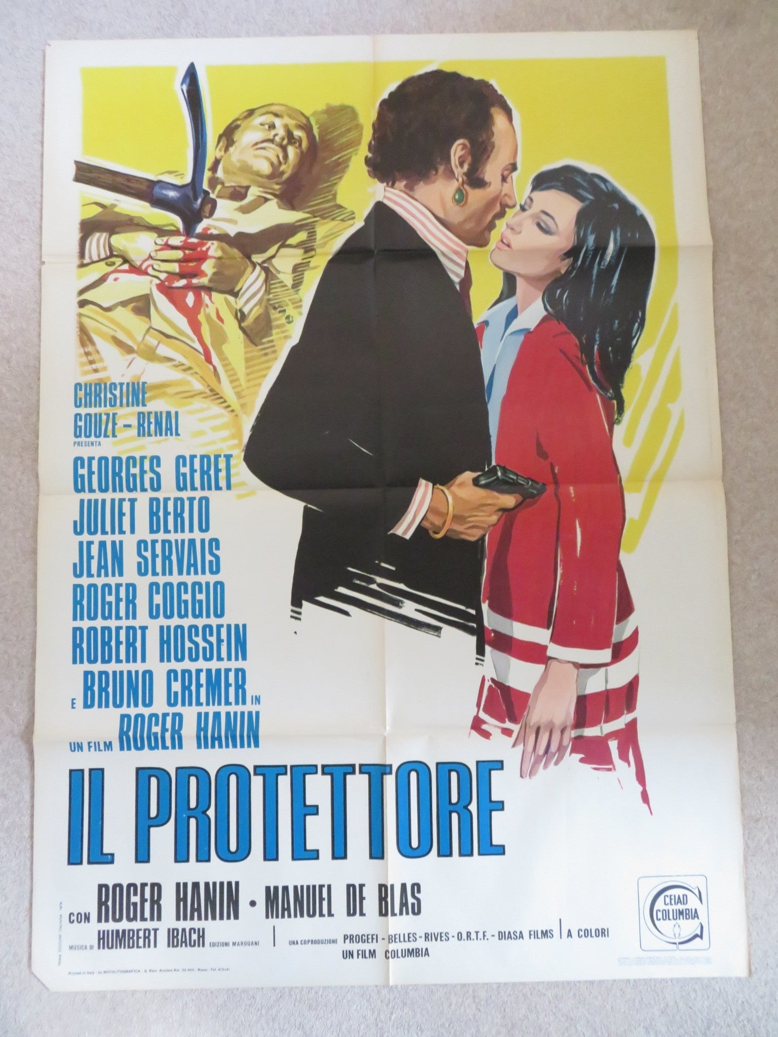 THE PROTECTOR ITALIAN 2 FOGLIO POSTER GEORGES GERET BRUNO CREMER 1974 Rendezvous Cinema Movie posters