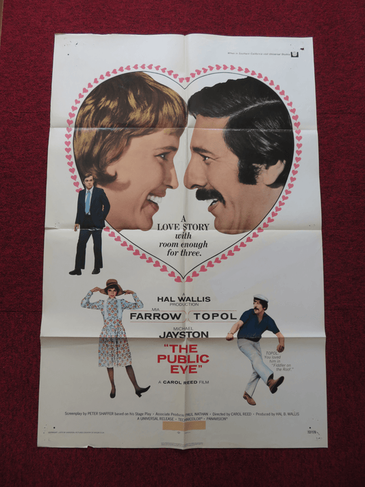 THE PUBLIC EYE FOLDED US ONE SHEET POSTER MIA FARROW TOPOL MICHAEL JAYSTON 1972 Rendezvous Cinema Movie posters