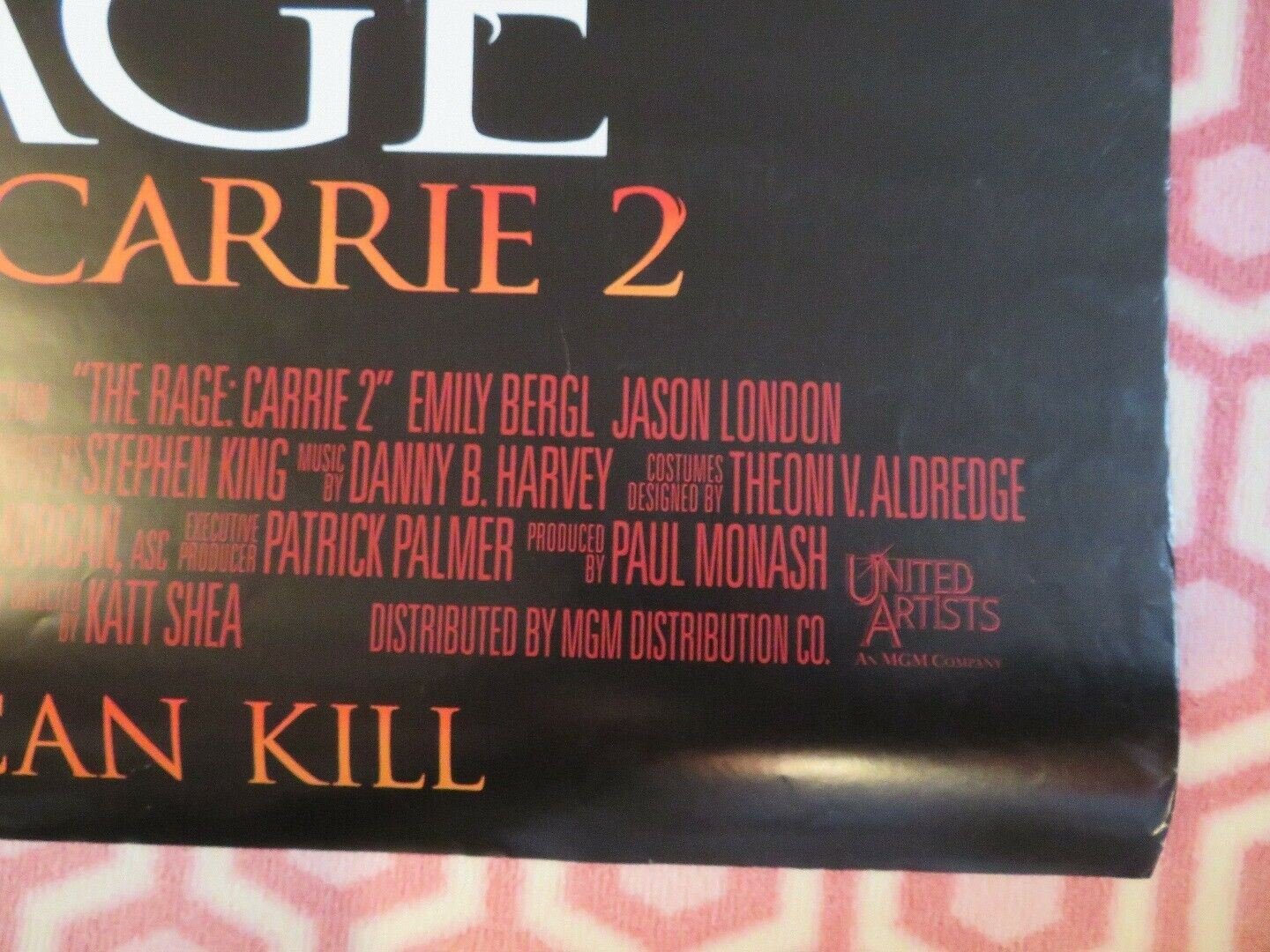 THE RAGE CARRIE 2 US ONE SHEET ROLLED POSTER STEPHEN KING EMILY BERGL 1999 - Rendezvous Cinema