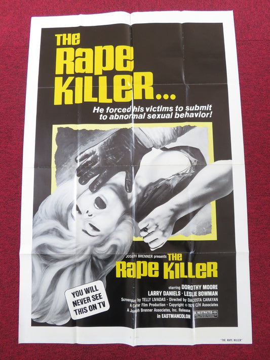 THE RAPE KILLER FOLDED US ONE SHEET POSTER DOROTHY MOORE LARRY DANIELS 1976 Rendezvous Cinema Movie posters