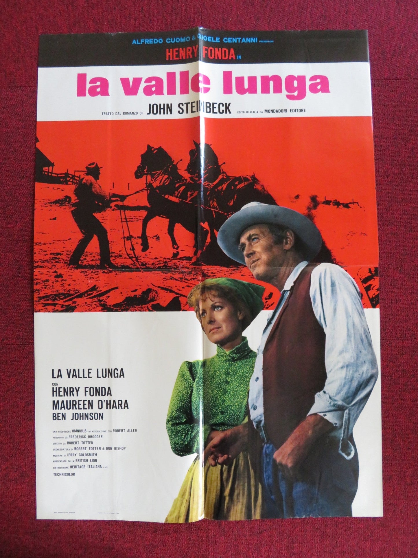THE RED PONY - A ITALIAN FOGLIO POSTER HENRY FONDA MAUREEN O'HARA 1973 Rendezvous Cinema Movie posters