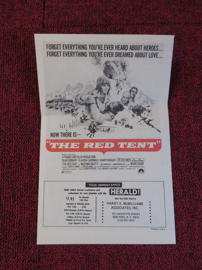 THE RED TENT UNCUT PARAMOUNT FOLDED PRESS BOOK SEAN CONNERY PETER FINCH 1969 Rendezvous Cinema Movie posters
