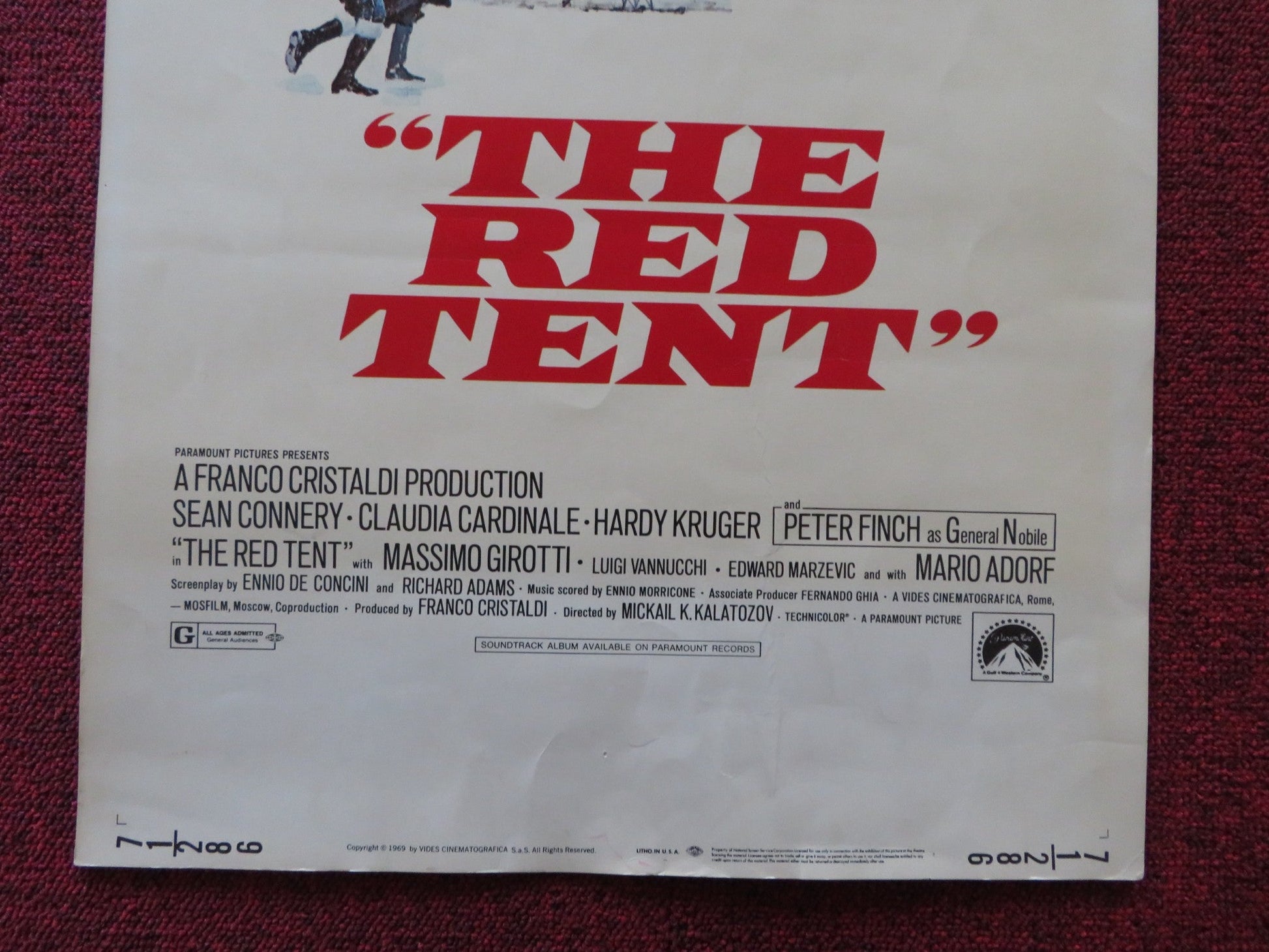 THE RED TENT US INSERT (14"x 36") POSTER SEAN CONNERY CLAUDIA CARDINALE 1971 Rendezvous Cinema Movie posters