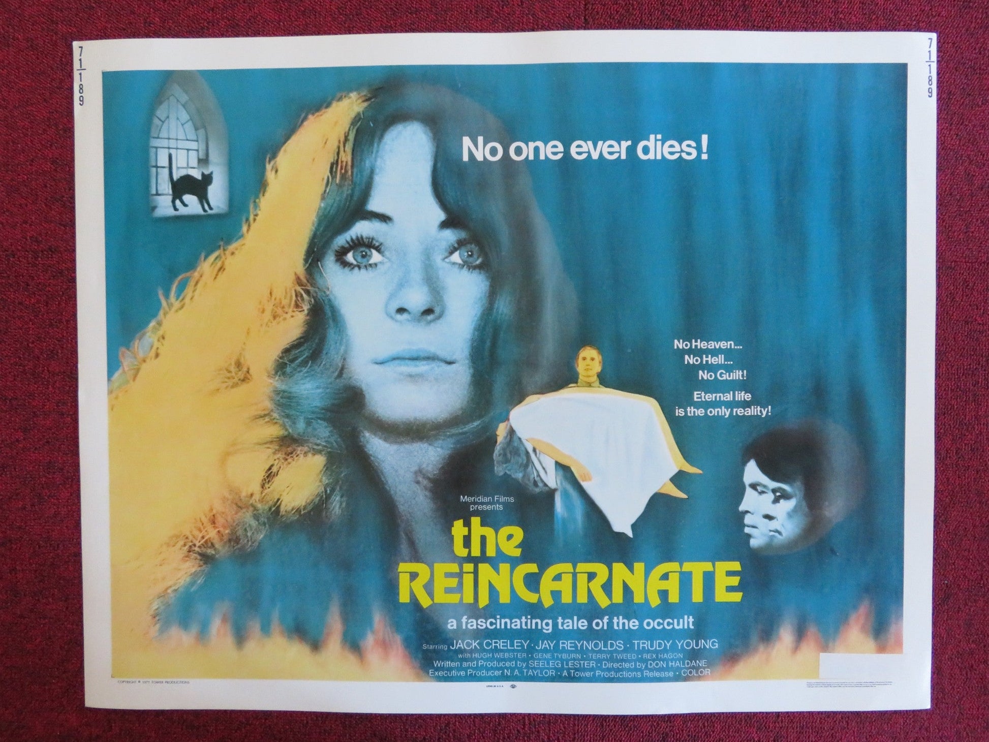 THE REINCARNATE US HALF SHEET (22"x 28") POSTER JACK CRELEY JAY REYNOLDS 1971 Rendezvous Cinema Movie posters