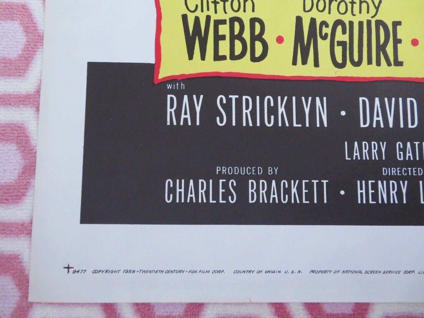 THE REMARKABLE MR. PENNYPACKER US ONE SHEET POSTER CLIFTON WEBB 1958 Movie posters