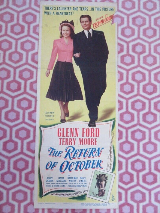THE RETURN OF OCTOBER US INSERT (14"x 36") POSTER GLENN FORD TERRY MOORE 1948 Rendezvous Cinema Movie posters