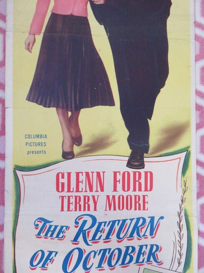 THE RETURN OF OCTOBER US INSERT (14"x 36") POSTER GLENN FORD TERRY MOORE 1948 Rendezvous Cinema Movie posters