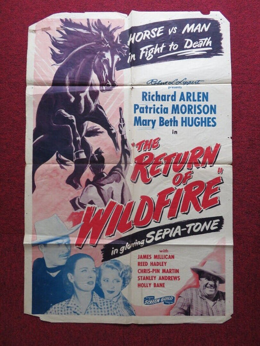 THE RETURN OF WILDFIRE FOLDED U.S ONE SHEET POSTER RICHARD ARLEN 1948 Movie posters