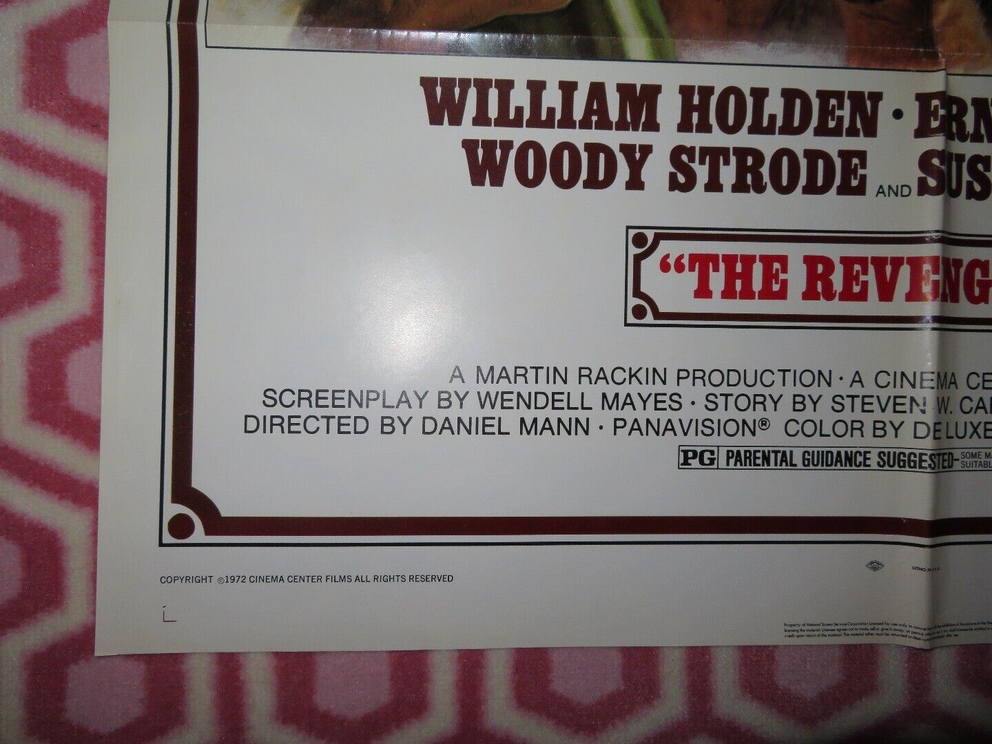 THE REVENGERS FOLDED US ONE SHEET POSTER WILLIAM HOLDEN ERNEST BORGNINE 1972 Movie posters