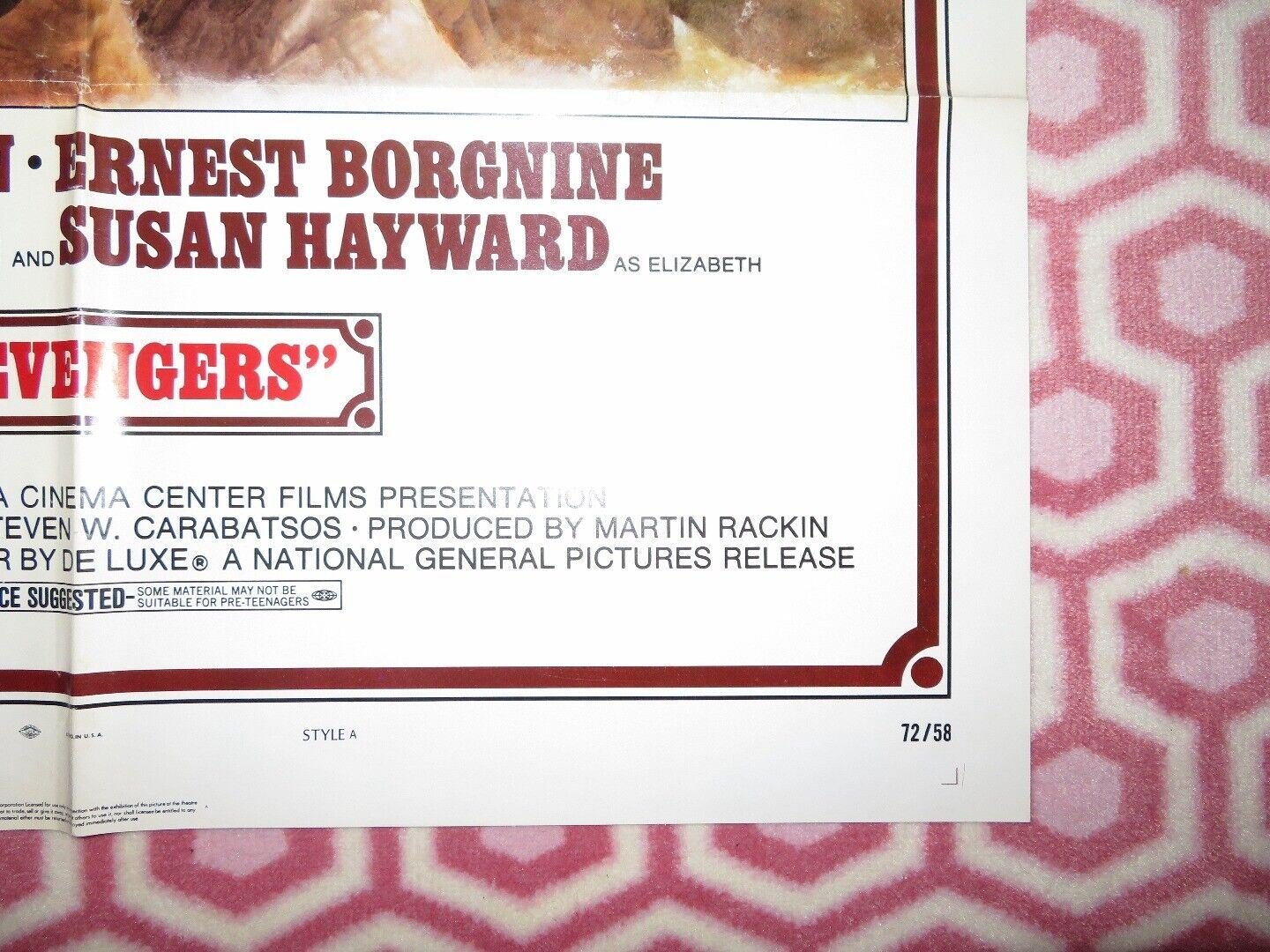 THE REVENGERS FOLDED US ONE SHEET POSTER WILLIAM HOLDEN ERNEST BORGNINE 1972 Movie posters