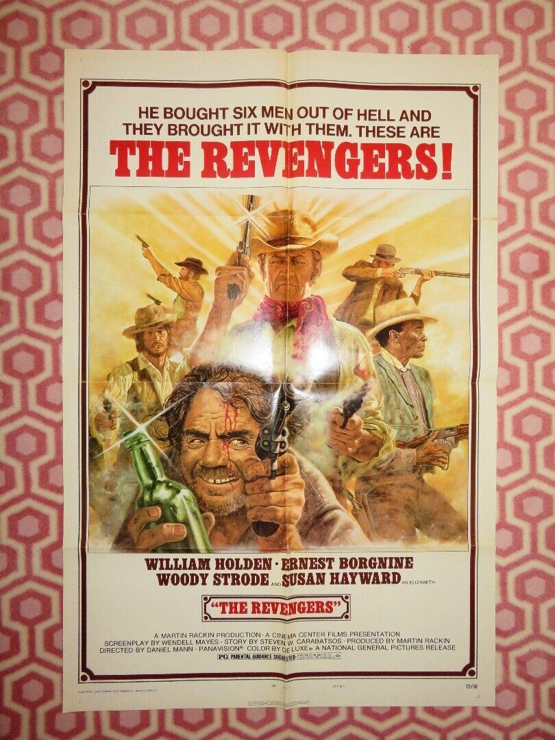 THE REVENGERS FOLDED US ONE SHEET POSTER WILLIAM HOLDEN ERNEST BORGNINE 1972 Movie posters