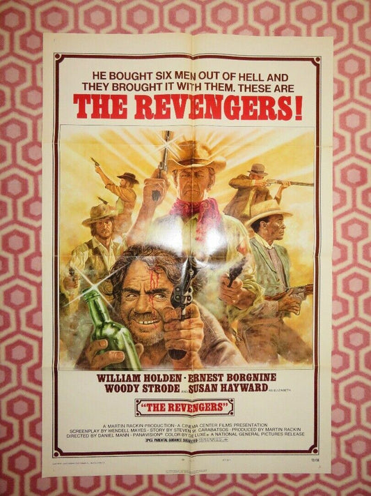 THE REVENGERS FOLDED US ONE SHEET POSTER WILLIAM HOLDEN ERNEST BORGNINE 1972 Movie posters