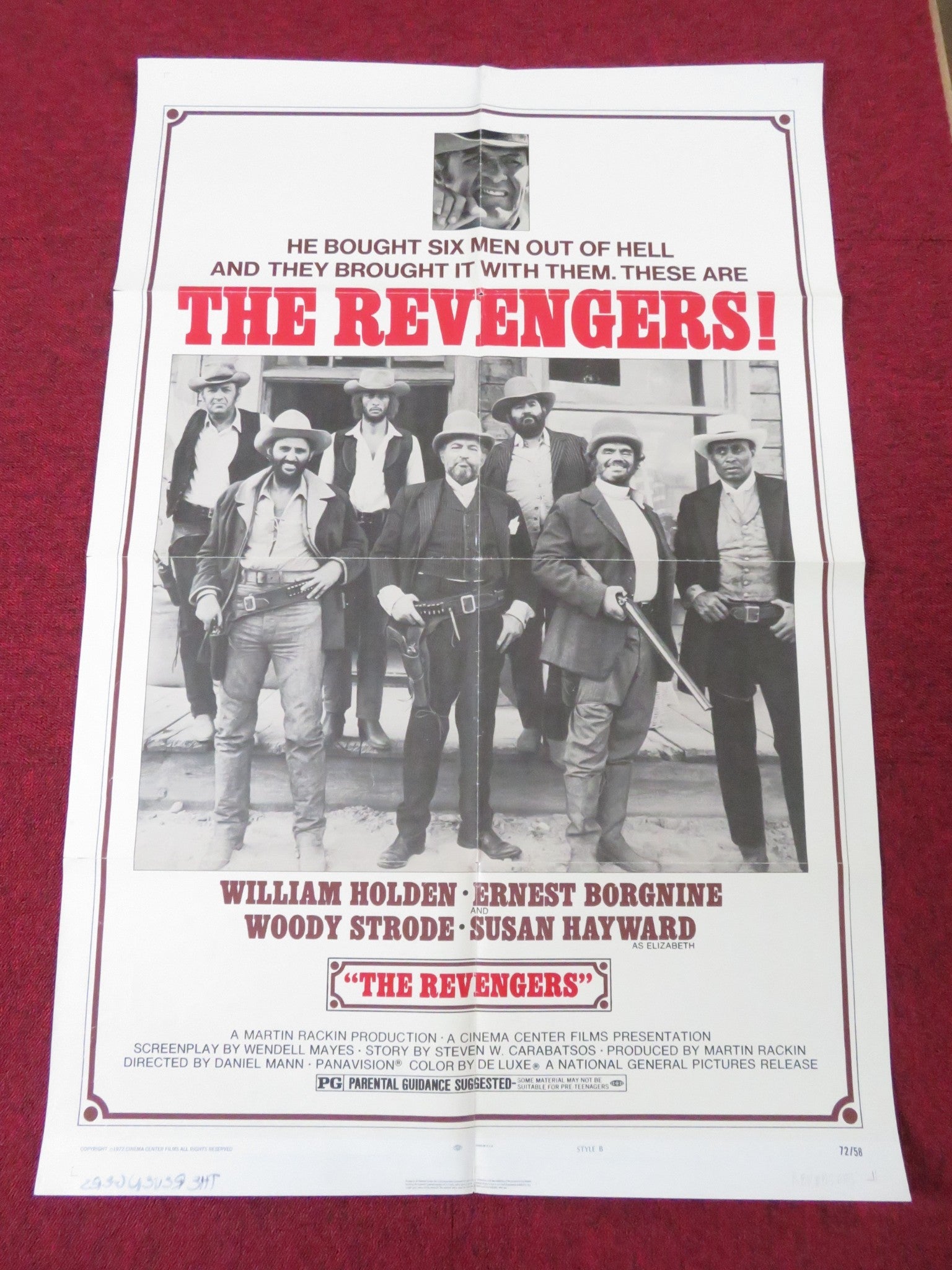 THE REVENGERS - STYLE B FOLDED US ONE SHEET POSTER WILLIAM HOLDEN BORGNINE 1972 Rendezvous Cinema Movie posters