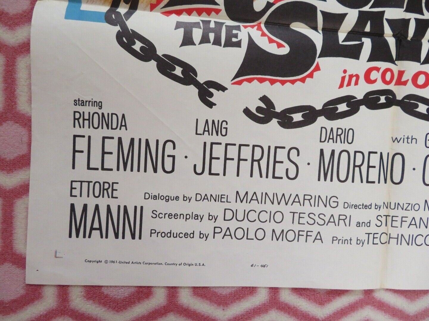 THE REVOLT OF SLAVES US ONE SHEET POSTER RHONDA FLEMING LANG JEFFRIES 1961 - Rendezvous Cinema