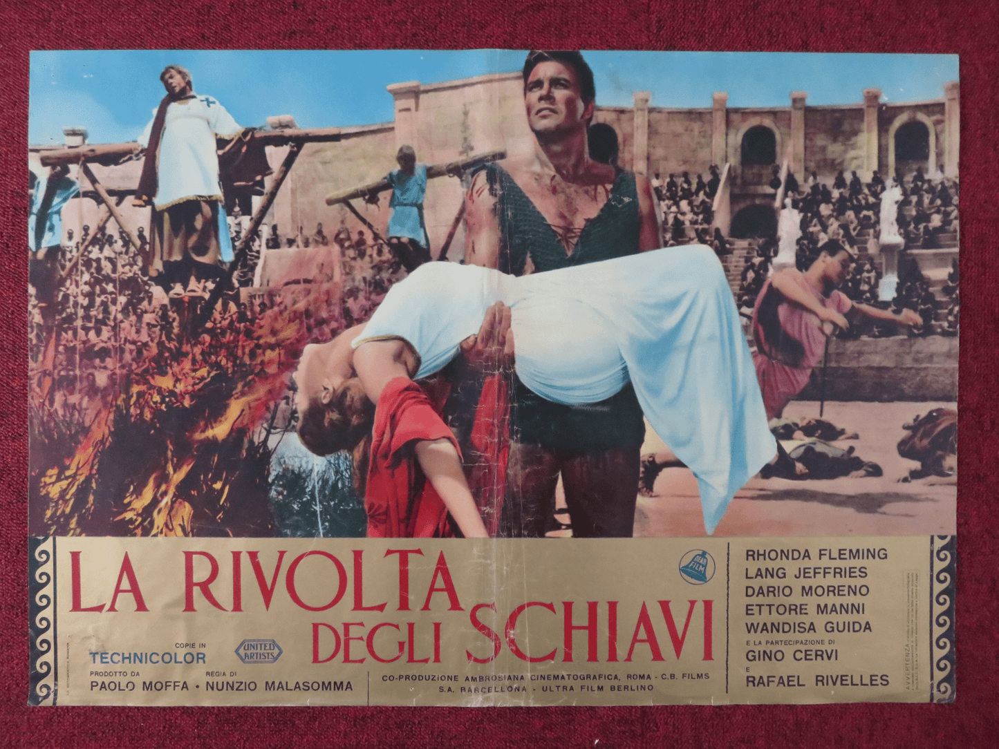 THE REVOLT OF THE SLAVES -B ITALIAN FOTOBUSTA POSTER RHONDA FLEMING 1960 - Rendezvous Cinema