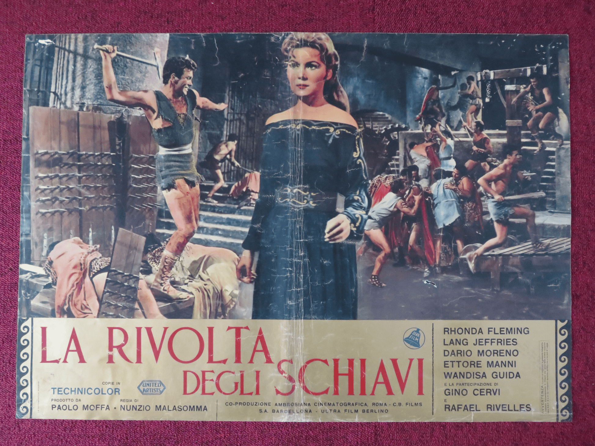 THE REVOLT OF THE SLAVES -C ITALIAN FOTOBUSTA POSTER RHONDA FLEMING 1960 - Rendezvous Cinema
