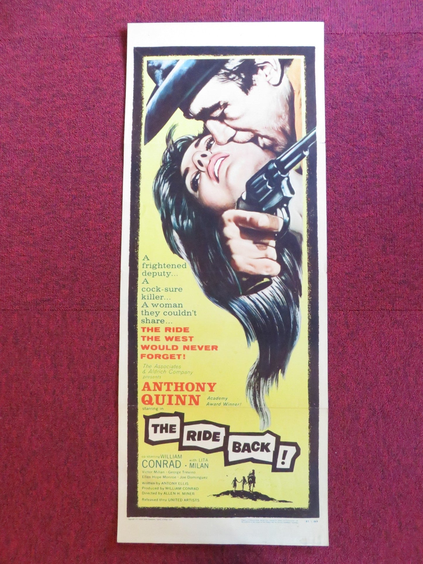 THE RIDE BACK US INSERT (14"x 36") POSTER ANTHONY QUINN WILLIAM CONRAD 1957 Rendezvous Cinema Movie posters