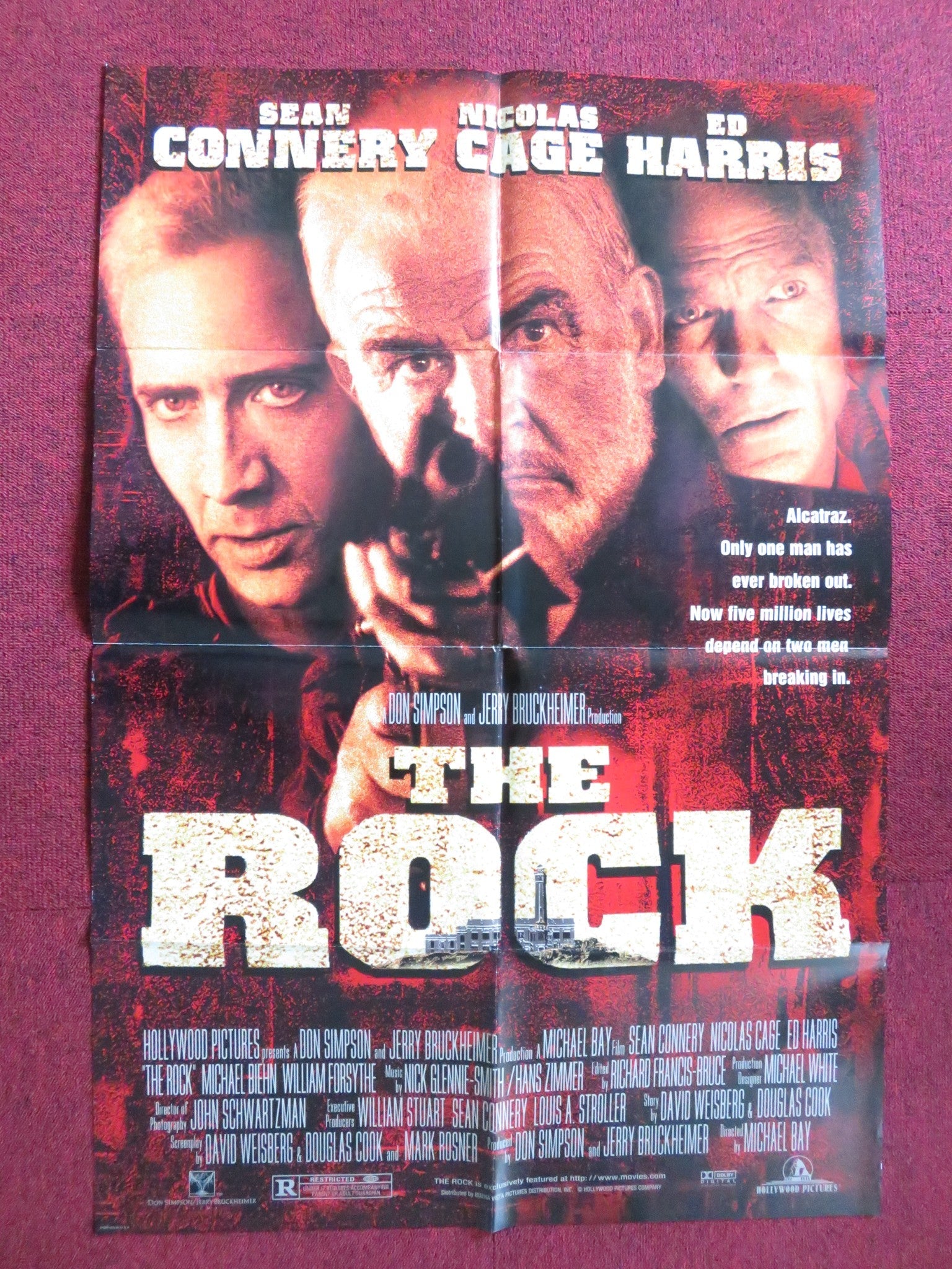 THE ROCK FOLDED US ONE SHEET POSTER SEAN CONNERY NICOLAS CAGE 1996 Rendezvous Cinema Movie posters