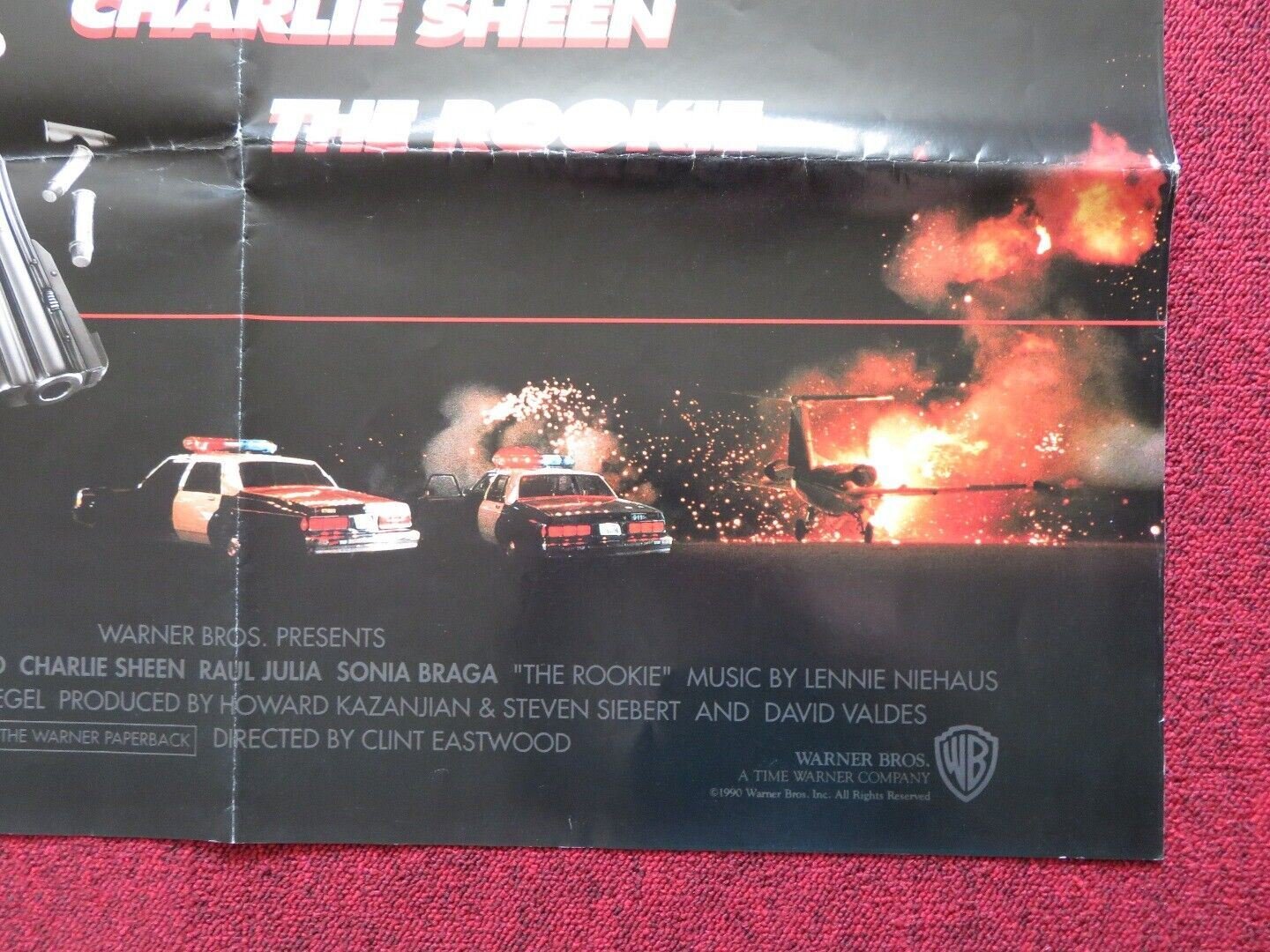 THE ROOKIE FOLDED US ONE SHEET POSTER CLINT EASTWOOD CHARLIE SHEEN 1990 Movie posters