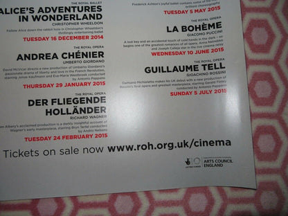 THE ROYAL OPERA HOUSE 2014/15 LIVE CINEMA SEASON QUAD (30"x 40") ROLLED POSTER Rendezvous Cinema Movie posters