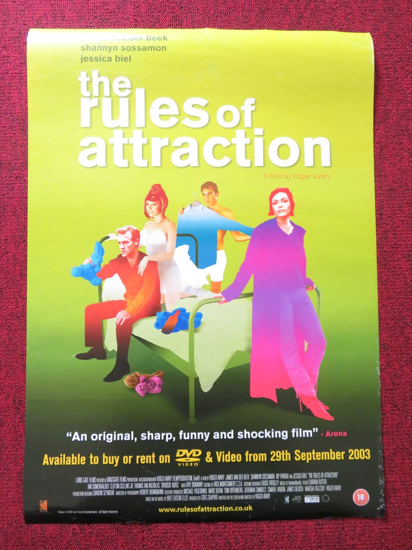 THE RULES OF ATTRACTION VHS VIDEO POSTER JAMES VAN DER BEEK JESSICA BIEL 2002 Rendezvous Cinema Movie posters