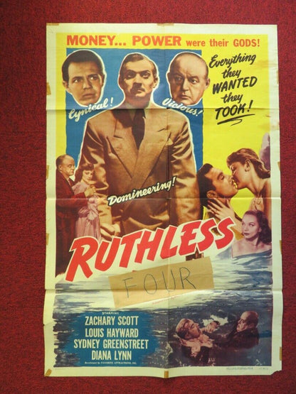 THE RUTHLESS FOUR FOLDED US ONE SHEET POSTER VAN HEFLIN GILBERT ROLAND 1968 Movie posters