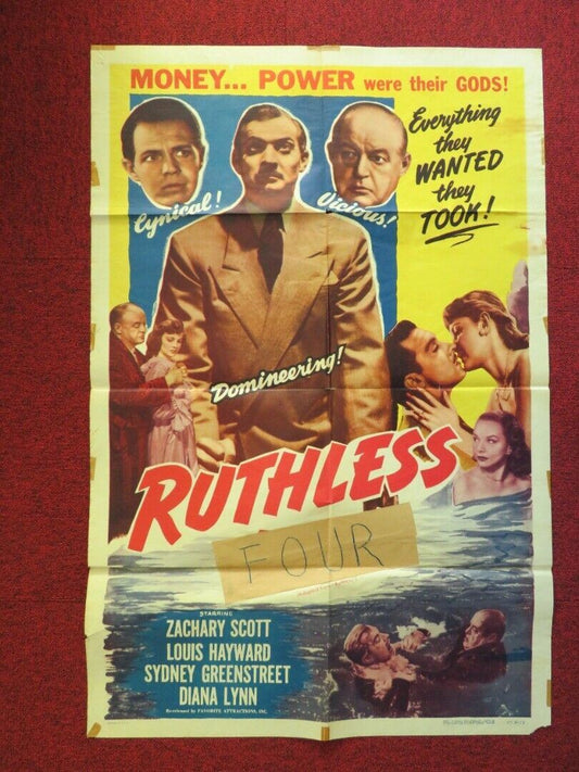 THE RUTHLESS FOUR FOLDED US ONE SHEET POSTER VAN HEFLIN GILBERT ROLAND 1968 Movie posters