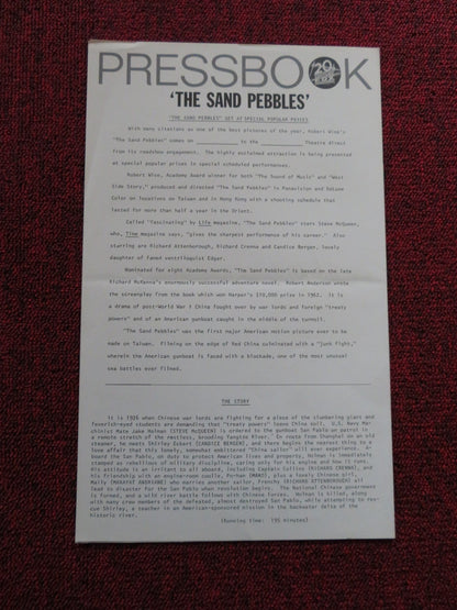 THE SAND PEBBLES US PRESSBOOK - UNCUT STEVE MCQUEEN CANDICE BERGEN 1966 Rendezvous Cinema Movie posters