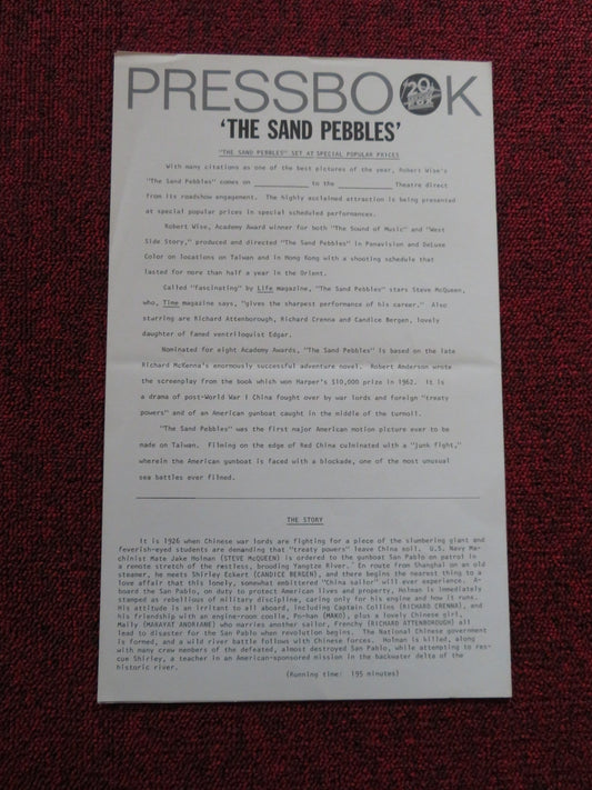THE SAND PEBBLES US PRESSBOOK - UNCUT STEVE MCQUEEN CANDICE BERGEN 1966 Rendezvous Cinema Movie posters