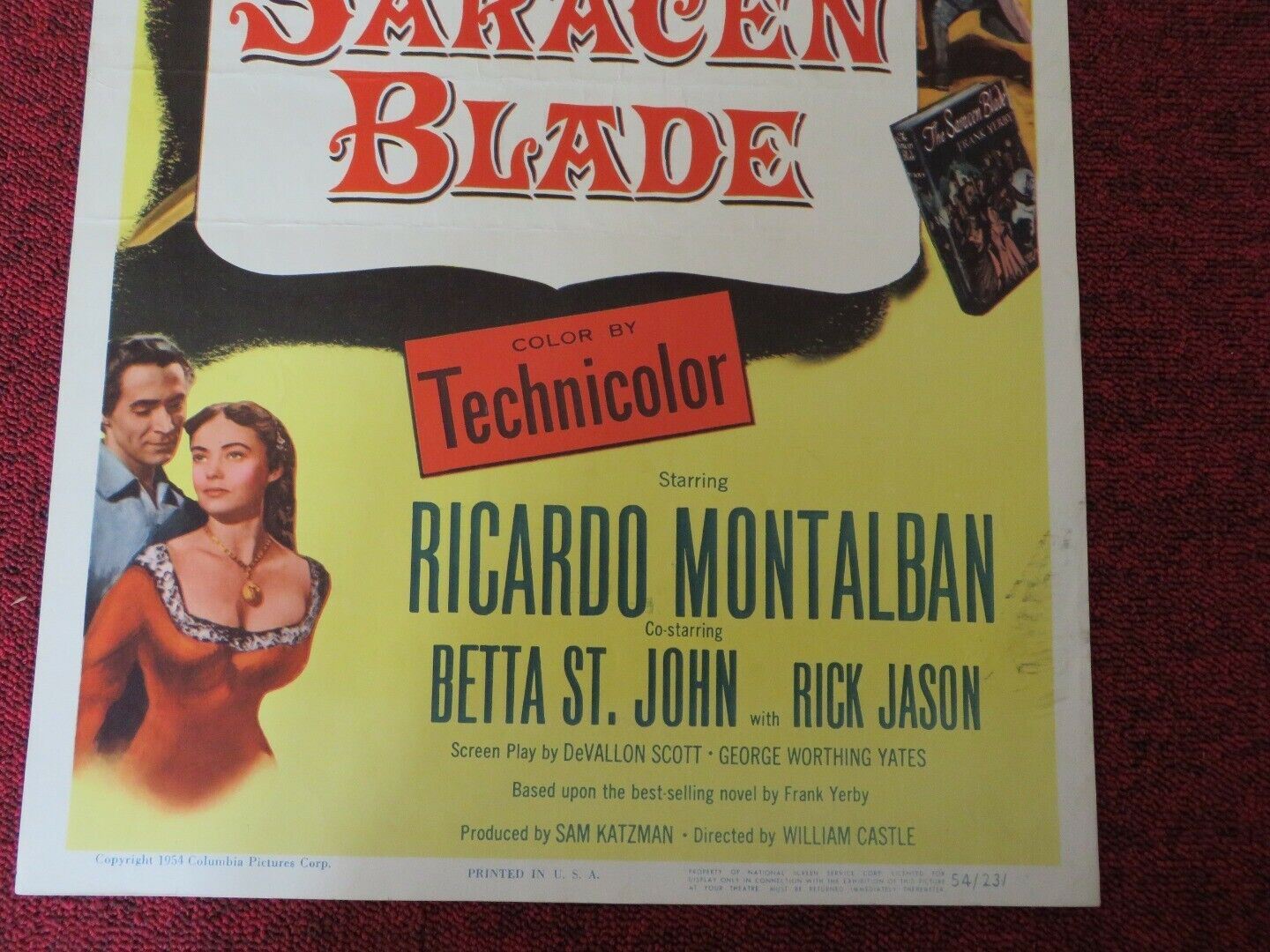 THE SARACEN BLADE US INSERT (14"x 36") POSTER RICADO MONTALBAN 1954 Movie posters